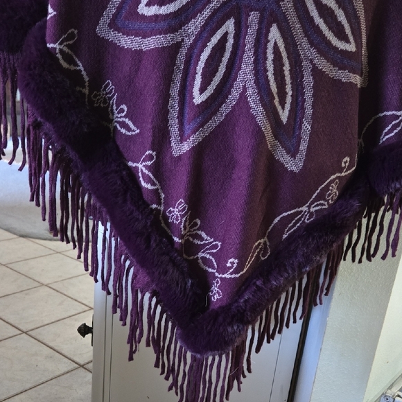 Pinklicious Purple Poncho with Fringe - Picture 10 of 16
